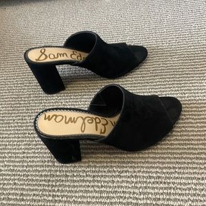 New Sam Edelman black suede block heels